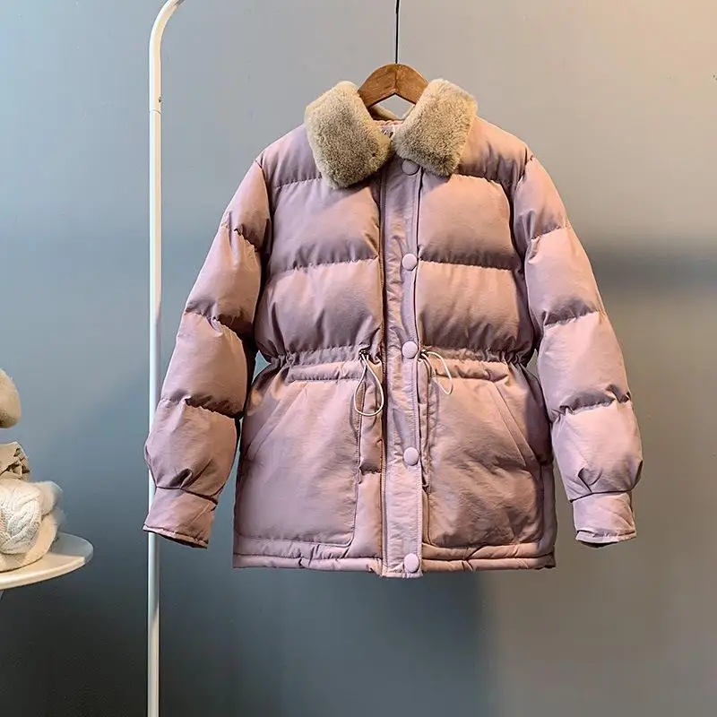 

Winter Long Sleeve Coat Furry Collar Women Pure Color Warm Jacket Coat Casaco Feminino Women Thick Coat