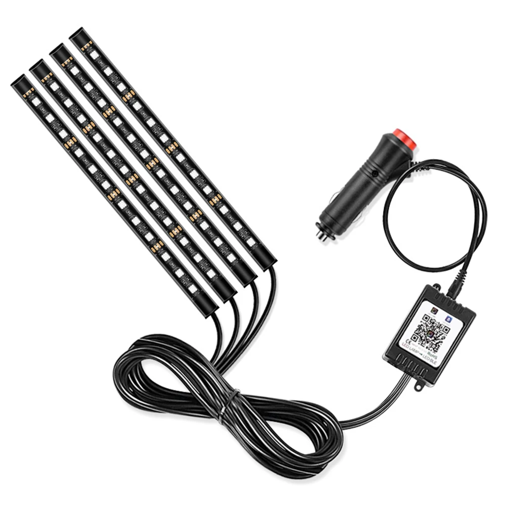 Светодиодная лента RGB для салона автомобиля 4 шт./компл. 12 В|Декоративная лампа| |