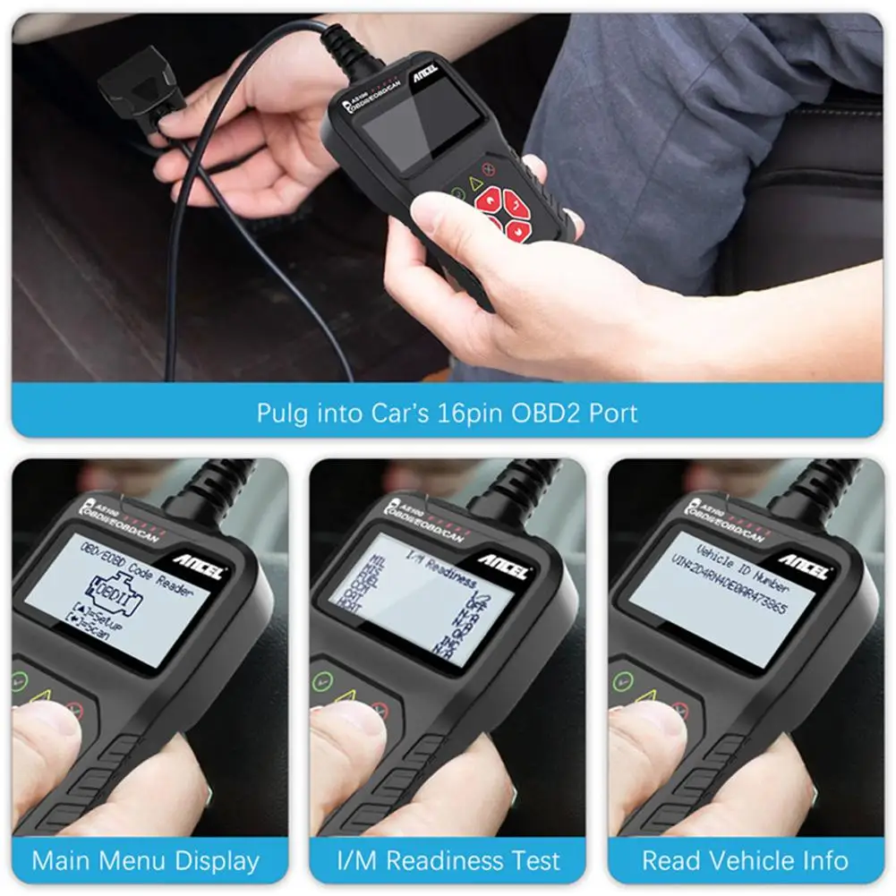 Инструмент для диагностики автомобиля Ancel AS100 Obd2 ELM327 сканер неисправностей