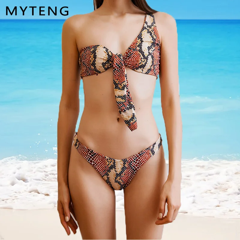 MYTENG женское сексуальное бикини 2019 змеиная кожа принт набор из двух частей на одно