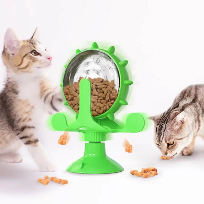 

360 Rotating Windmill Cat Dog Toy Food Treat Snak Leak Dispenser Feeder Pet NEW