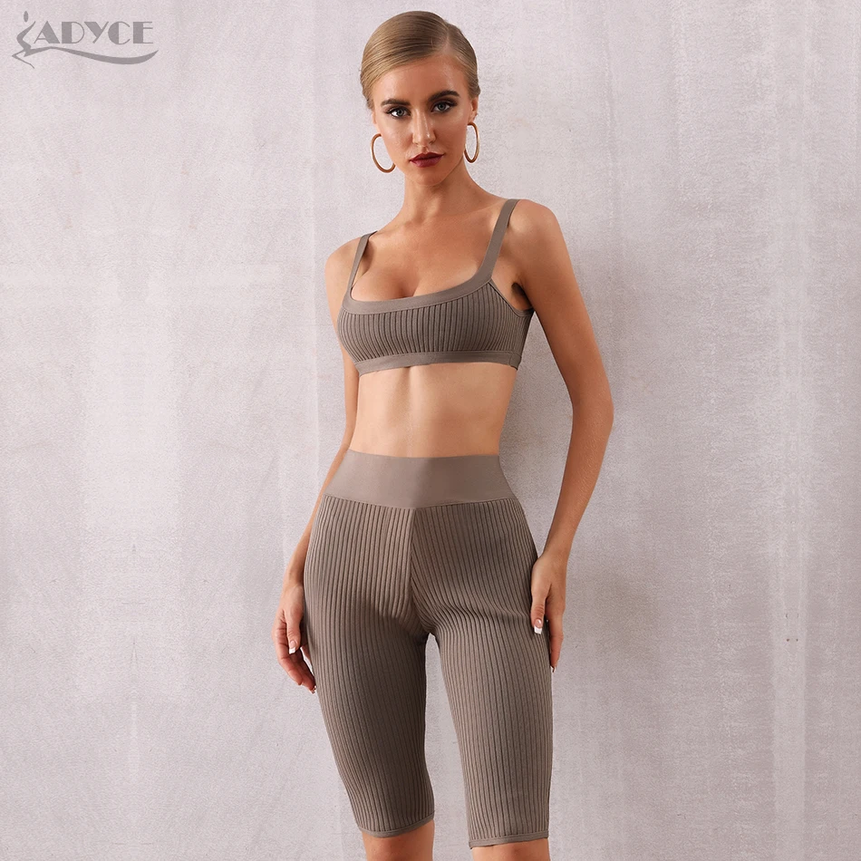 Женские облегающие клубные комплекты Adyce топ и брюки армейского зеленого цвета