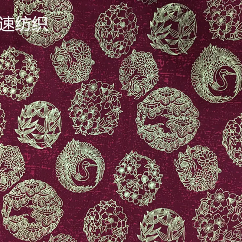 

Japanese Cranes Flower Cotton Fabric for Kimonos Tablecloth Craft Sewing Home Decor K2