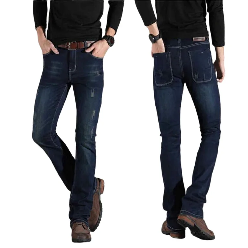 Jeans Men Denim Flare Pants Men's mid-waist jeans Mens slim Flared Leg Jeans Men's ripped denim trousers