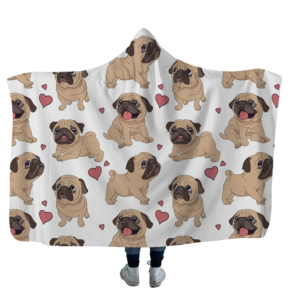 Одеяло ONGLYP с капюшоном мультяшная милая собака шерпа флис плюшевое теплое уютное