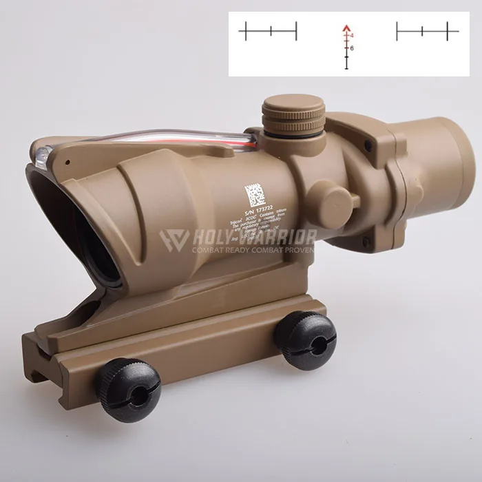 HW Охотничий Прицел ACOG TA31 4X32 оптика из настоящего Волокна Красная точка с подсветкой шеврон стекло тактический оптический прицел - Цвет: DEchevron Red fiber