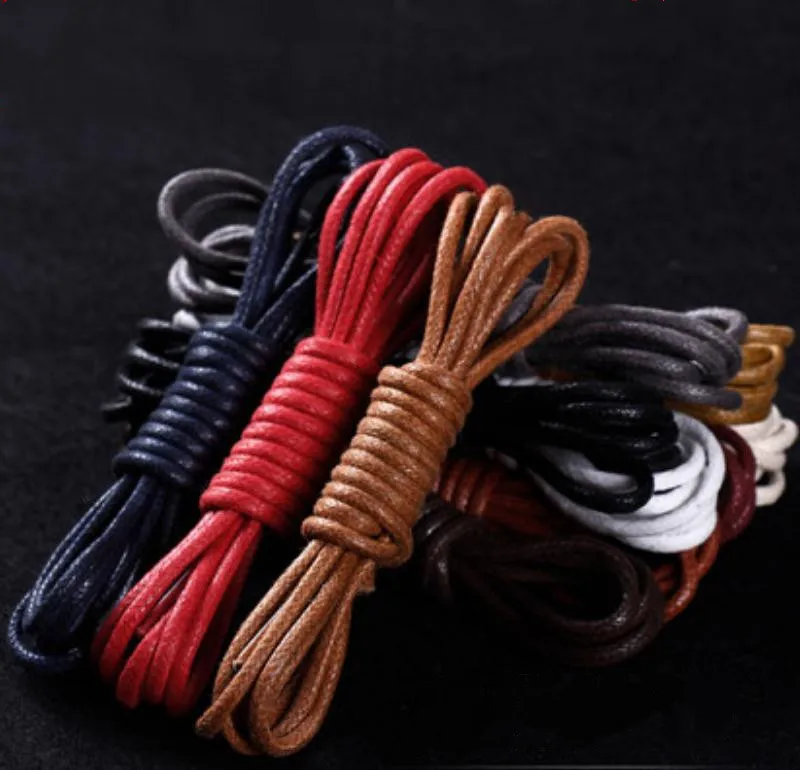 Waxed Cotton Round Shoelaces Leather Shoes Boots lace Waterproof ShoeLaces Shoestring Rope String Cord Black Brown Gray Red Blue