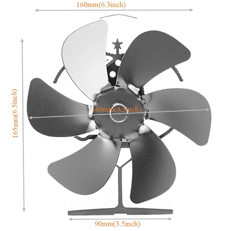 

Silent 6 Blade Heat Powered Wood Stove Fan Efficient Heat Distribution Wood