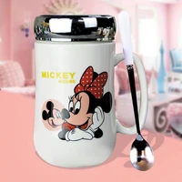 new 350ml disney mickey minnie ceramics mug with lid office home cup coffee water bottle women children bone china cup