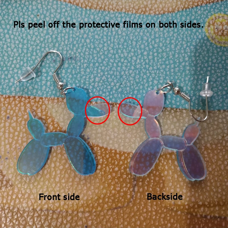 

Donarsei Cute Laser Balloon Poodle Dog Acrylic Drop Earrings For Women Funny Cartoon Animal Horse Dangle Earrings Gift