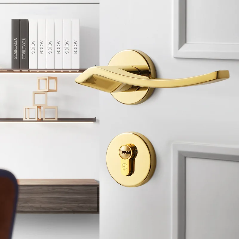 

Modern Door Lock Indoor Bedroom Silent Room Door Lock Magnetic Gold Light Luxury Household Split Solid Wood Door Lock