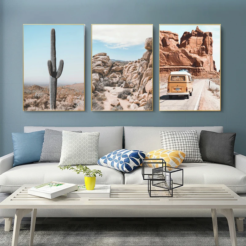 Северная Европа пустыня кактус холст постер стиль пейзаж природа Джошуа дерево