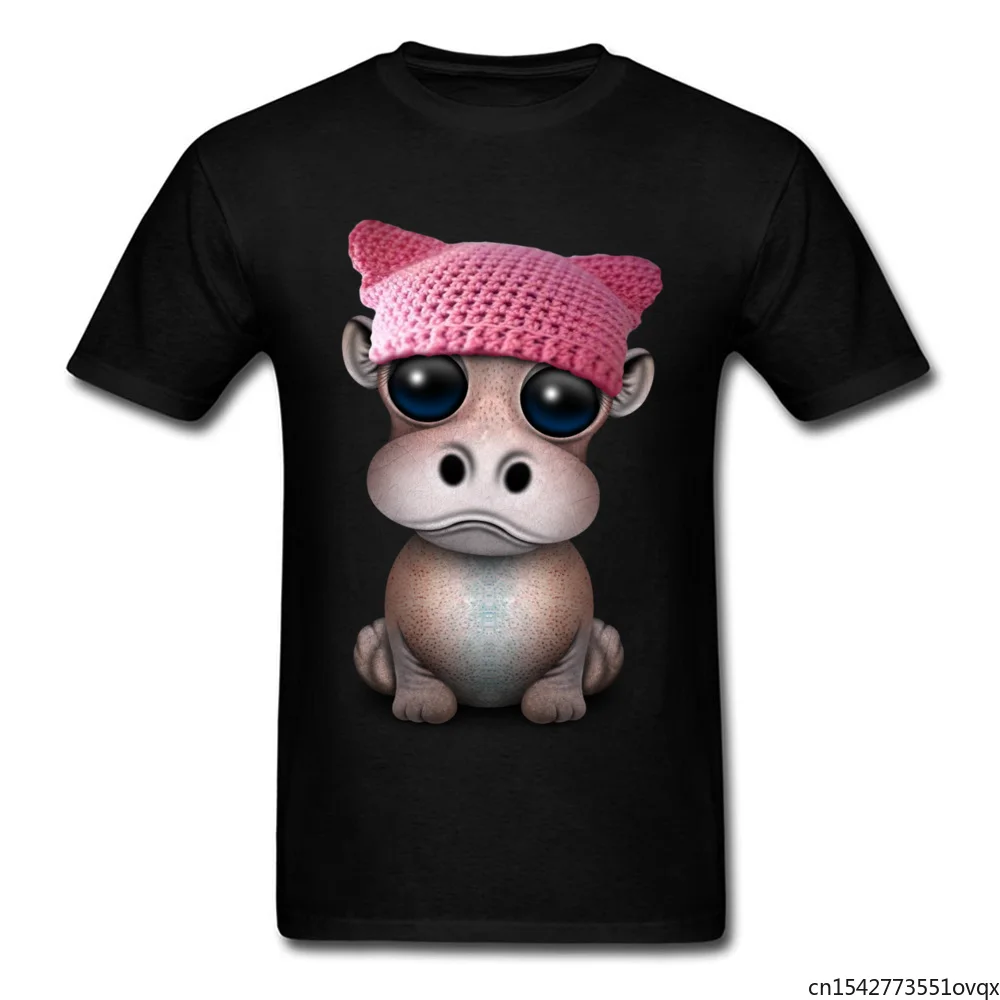 

3D Graphic Men T-shirt Cute Baby Hippo Wearing Hat Hip Hop Streetwear Students Funny Cartoon Unisex Tee