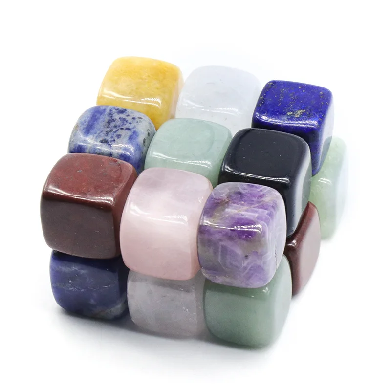

2Pcs Natural Stone Block Seven Colored Stones Cubes Rough Polished Crystal Agate Small Sugar Cube Ornaments Gifts