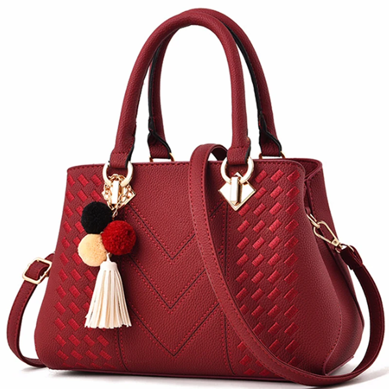 

Women Handbag Pu Leather Ladies Tote Crossbody Cute Tassel Pendant Shoulder Bag Purse Satchel