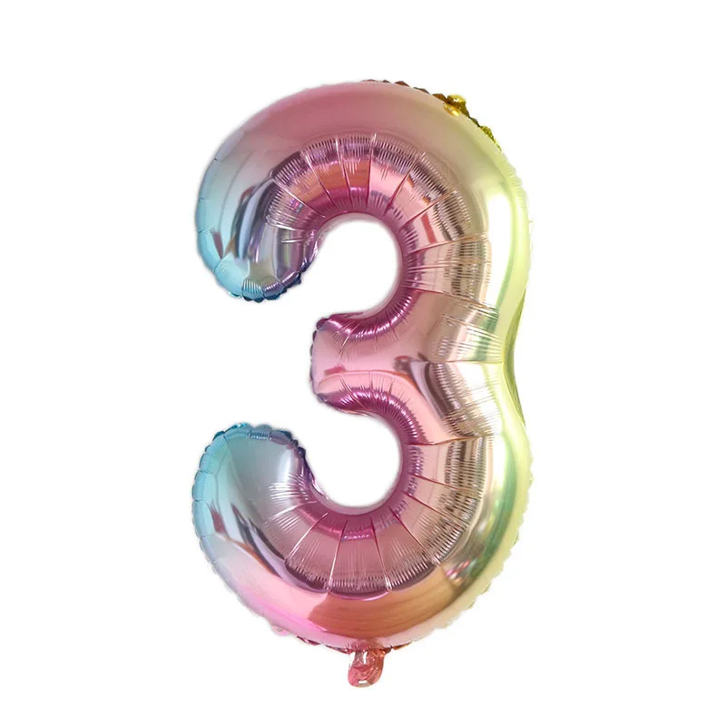 32 Inch Number Balloon Children's Birthday Party Decoration Gradient Color Aluminum Cute Digital | Дом и сад