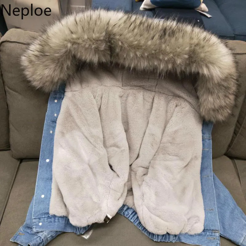 Neploe Корейская Толстая джинсовая куртка женская зимняя короткая Лоскутная Студенческая куртка с капюшоном Chaqueta Mujer Осенняя свободная Casaco Feminino 46309