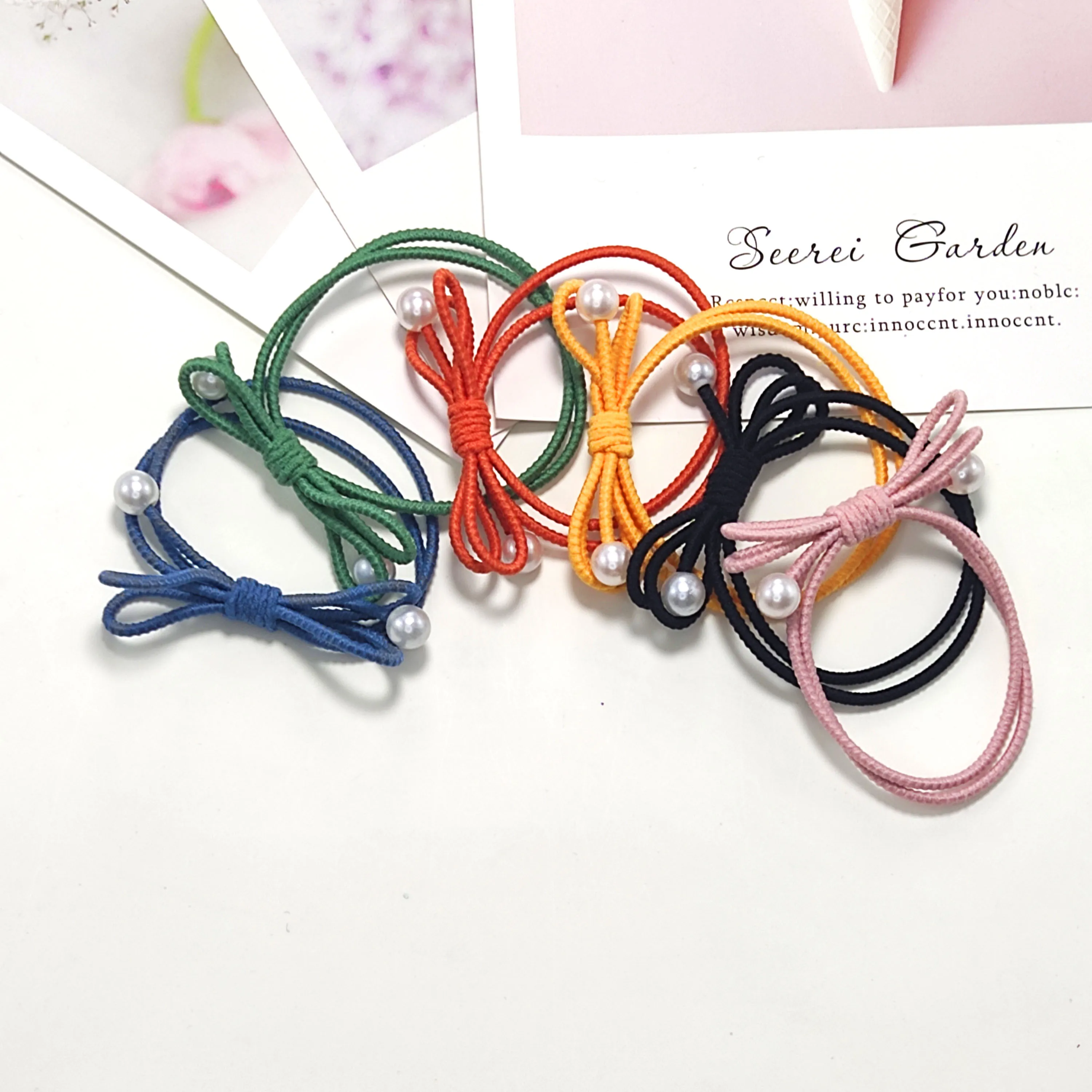 

1 шт., эластичные резинки для волос с жемчугом, 6 цветов