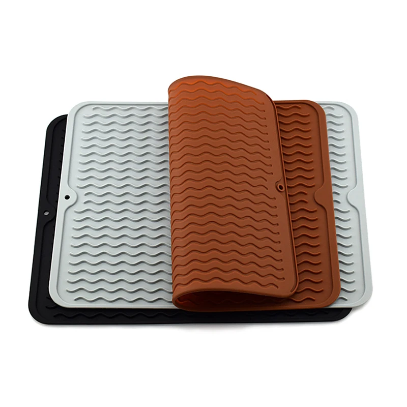 

Fruits Vegetables Dishes Drain Mat Sink Mat Kitchen Drain Mat Drying Heat Insulation Soft Rubber Protector Table Home Anti Slip