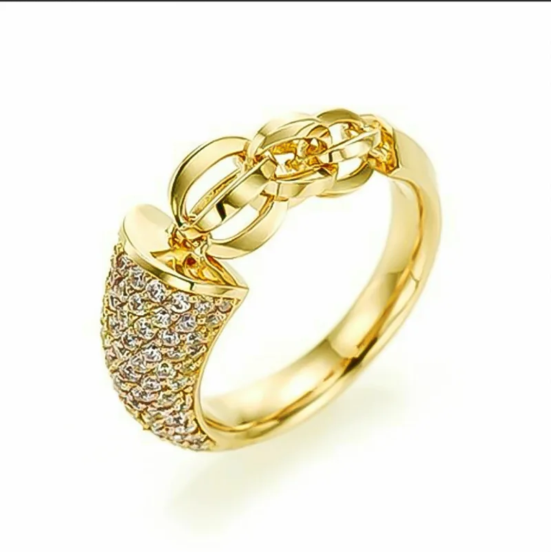 

Cool Gold Silver Color Alloy Women's Ring High Quality Spinner Chain Punk Women Jewelry for Party 2021