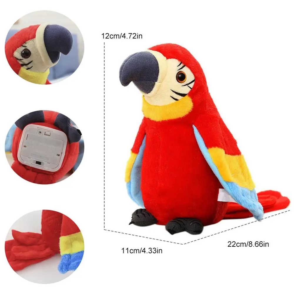 Электрический говорящий попугай плюшевая игрушка милая говорящая запись