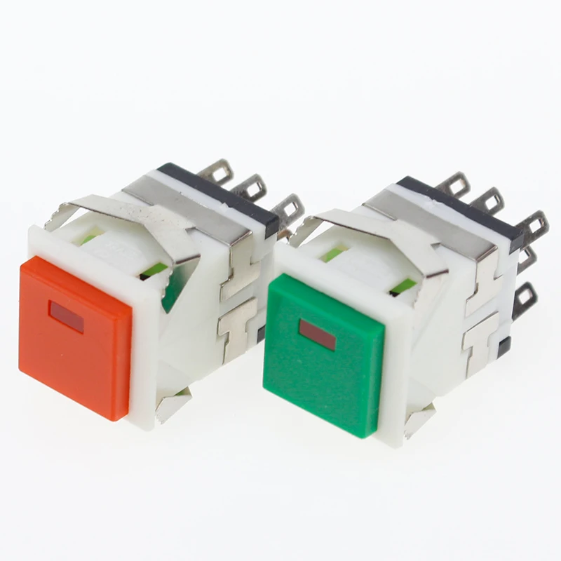 

1 шт. 17,2*17,2 мм 3A/250V 6A/125V защелкивающийся квадратный кнопочный переключатель 2NO2NC с пластиковой светодиодной подсветкой