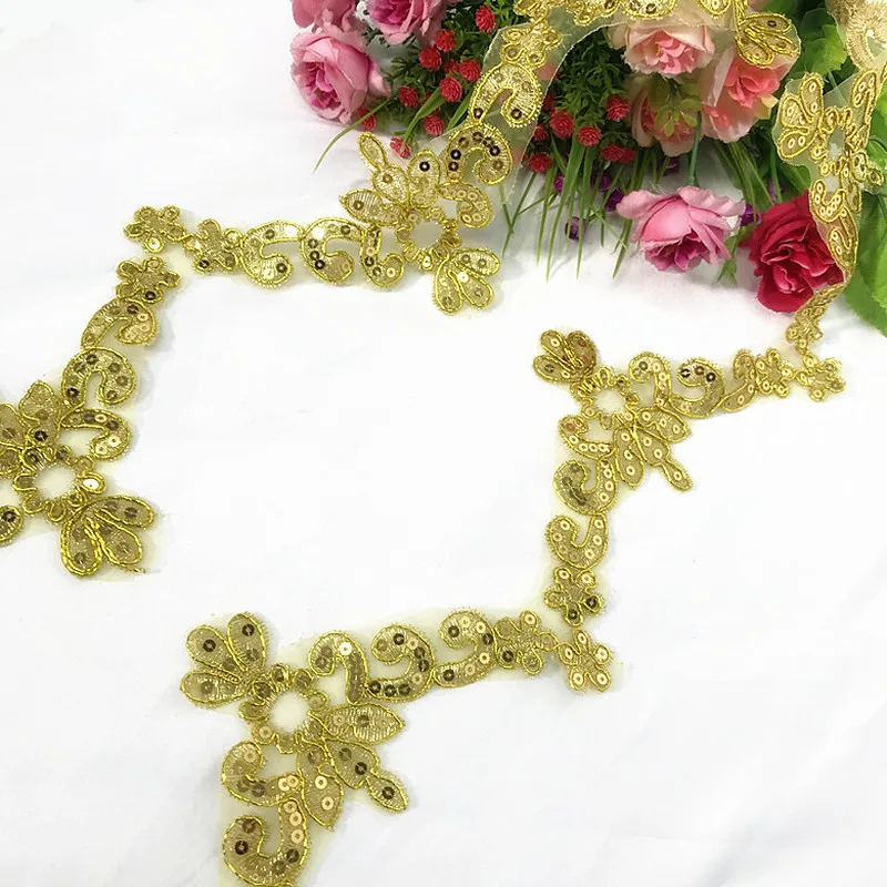 

3Y/лот золотые блестки автомобиль кости кружева аксессуары ожерелье воротник отделка кружевом платье для танцев модные аксессуары