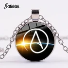 Лидер продаж, ожерелье с символом атеизма, посеребренный стеклянный кабошон, подвеска в подарок, цепочка для свитера, ювелирное изделие без религии