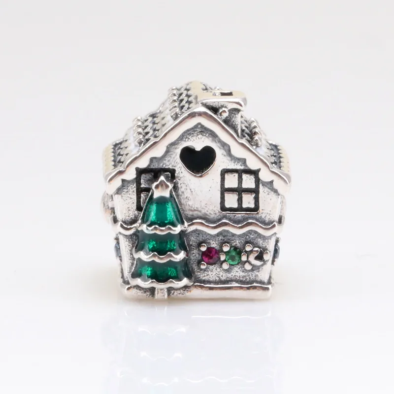 

Claudia Authentic 925 Silver Christmas New Red Gingerbread House Charm Fit Original Bracelet Necklace Pendant Diy Jewelry Making