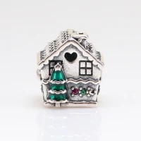 claudia authentic 925 silver christmas new red gingerbread house charm fit original bracelet necklace pendant diy jewelry making