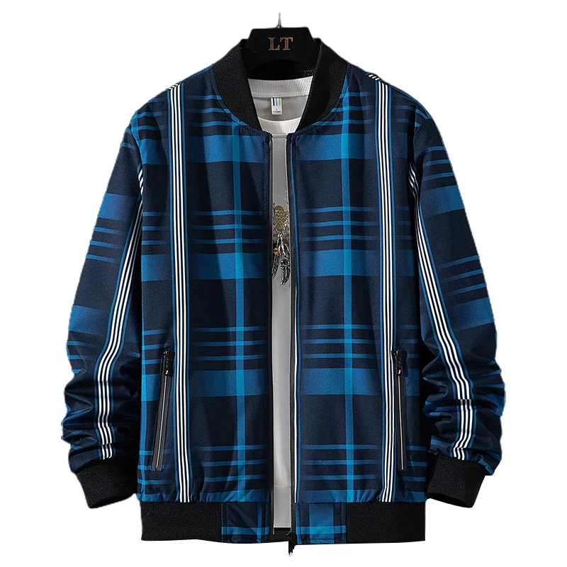 

Autumn Spring Men Palid Jacket Print Striped Slim Male Casual Coats Business Leisure Streetwear Homme Hombre Clothing