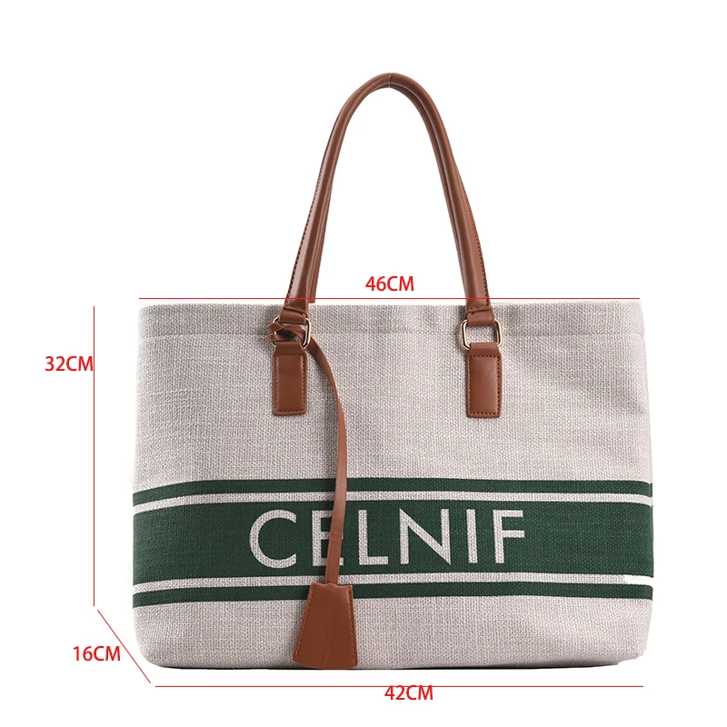 

Canvas Totes Striped Women's Handbag Beach Bag 2021 Contrast Color Shoulder Bag Lager Capacity Portable Shopping Bag Sac a Main