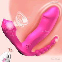 3 in 1 sucking vibrator anal beads dildo female vagina clitoral stimulation wearable sex toys adult massager masturbation device
