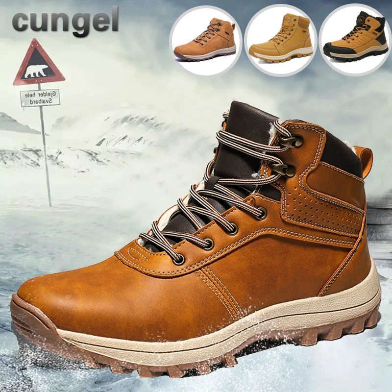 CUNGEL/мужские кожаные ботинки для пешего туризма модные зимние Мужская дышащая