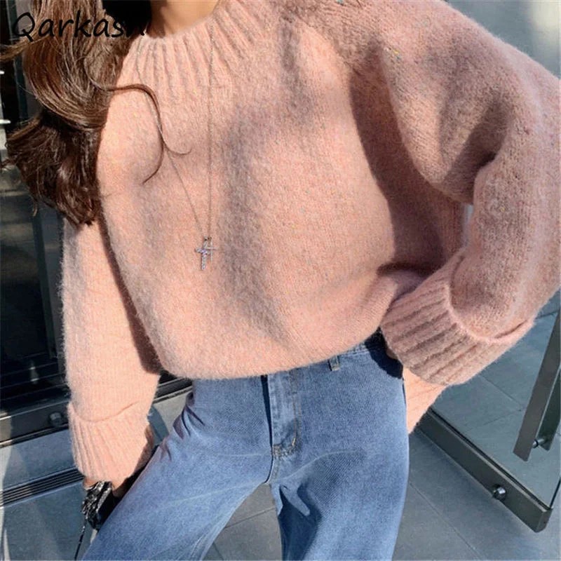 

Женские пуловеры, Осенние однотонные, минималистичные, классические, удобные, нежные, универсальные, повседневные, базовые, повседневные, 4 ...