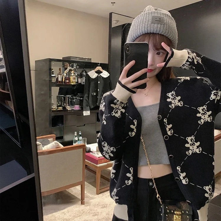 

Женский трикотажный кардиган с V-образным вырезом, весна-осень 2021