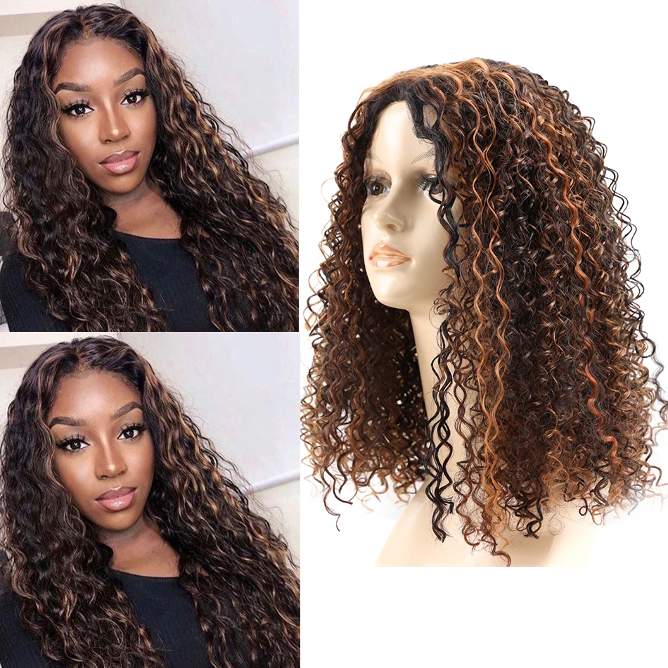 

Парики из синтетических волос с глубокой волной, без клея, 16 дюймов