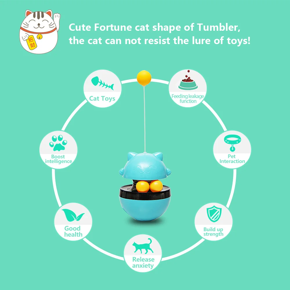 

Fun Tumbler Pets Cat Toy Slow Food Entertainment Toys The Cat Adjustable Leaking Ball Teasing The Attention Cat Stick Pet Toys