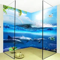 custom self adhesive bathroom mural wallpaper 3d dolphin underwater world background wall decor pvc waterproof vinyl 3d stickers