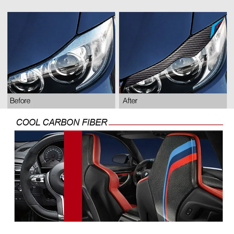 

Carbon Fiber Headlights Eyebrows Eyelids Car Stickers For BMW E90 3 series 2005-2012 Front Headlamp Eyebrows Accessories Skry
