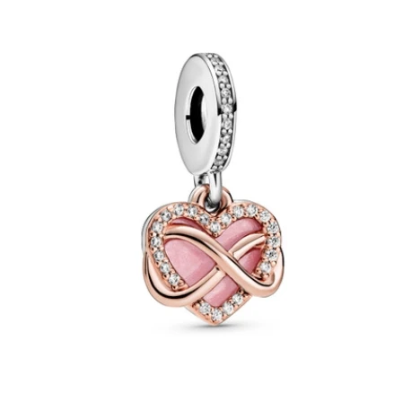 Новый 100% 925 серебро Бесконечная любовь кулон циркониевые амулеты из бисера ПАН