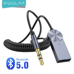 kuulaa bluetooth audio receiver 3 5mm with cable adapter compatible with all bluetooth devices car bluetooth 5 0 adapter free global shipping