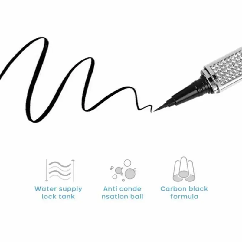 1PC Self-adhesive Eyeliner Pen Glue-free Magnetic-free False Eyelashes Waterproof Diamond Bling Eye Liner Makeup Smooth - купить по
