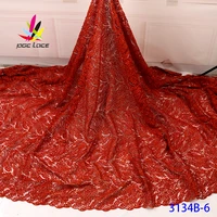 burnt orange african fabric nigerian lace french yellow sequins sequence wedding dress high quality 2020 latest design style
