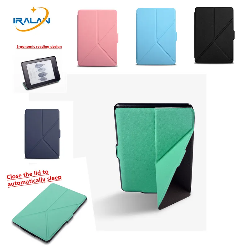 2017 hot Ultra Slim Transformer PU Leather Cover For Amazon Kindle Paperwhite 1 2 3 Flip case eReader E-book+film+Stylus pen