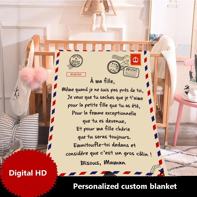 

Flannel Personalized Printing Blanket Message Letter Blanket DIY Custom Blanket Sofa Blanket Lunch Break Blanket Single Blanket