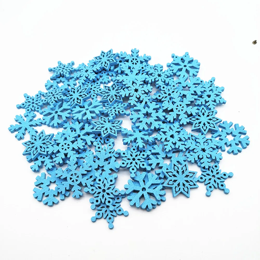 

50pcs 25mm Mix Wood Christmas Snowflake Shapes Slices Sewing Accessory Scrapbooking Embellishments DIY Xmas Crafts Silver Gold