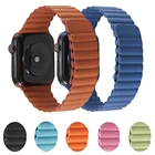 Ремешок кожаный магнитный для Apple Watch band 44 мм 40 мм 38 мм 42 мм, браслет для iwatch series 3 4 5 se 6