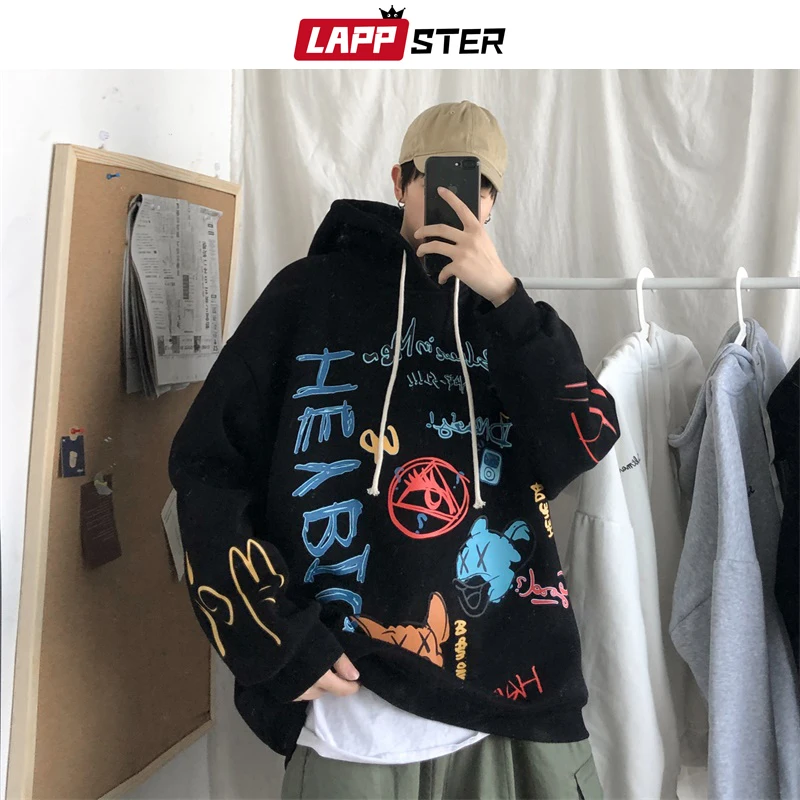 Мужская толстовка с капюшоном LAPPSTER корейская модная в стиле Харадзюку зима