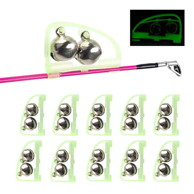 

Hot 10PCS Luminous Sea Bream Bell, Automatic Double Bell Ring Fishing Alarm Outdoor Fishing Tackle